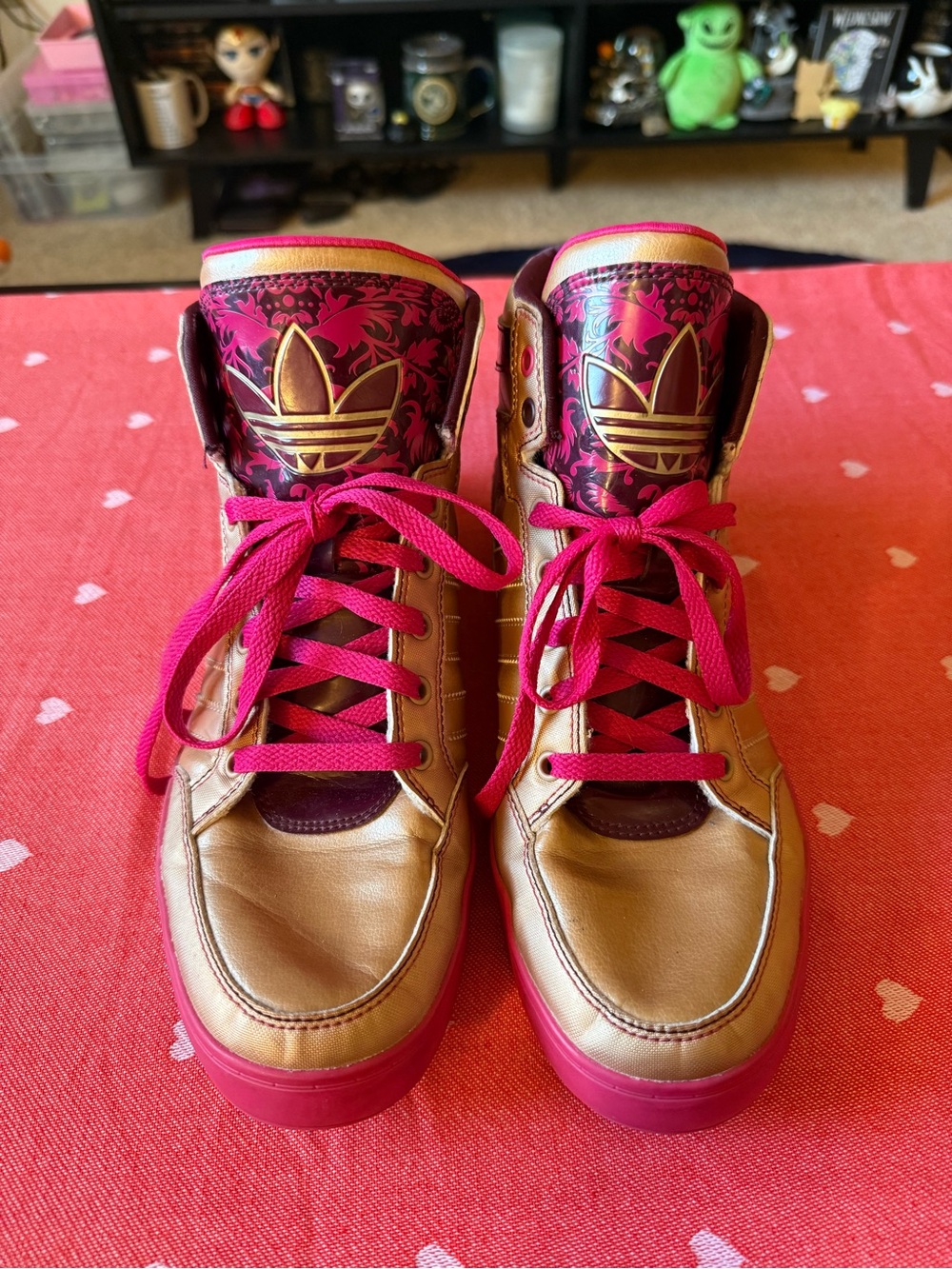 Adidas Originals Hardcourt Hi sneakers - Gold and Pink with floral detailing